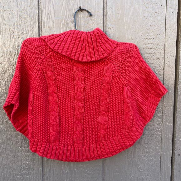 Carter’s toddler girls size 3T Christmas red turtleneck cable poncho - Picture 2 of 2
